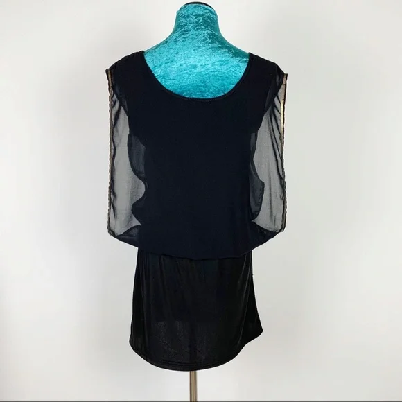 Francesca's Black Gold Sequin Drop Waist Dress - Picture 3 of 8